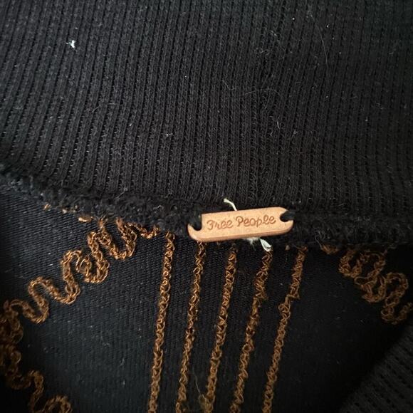 Free People sz S black copper boho prairie sweater top - Picture 5 of 9